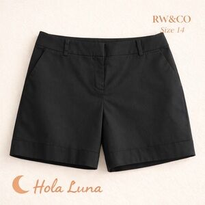 RW&CO BLACK WOMENS DRESS SHORTS 14